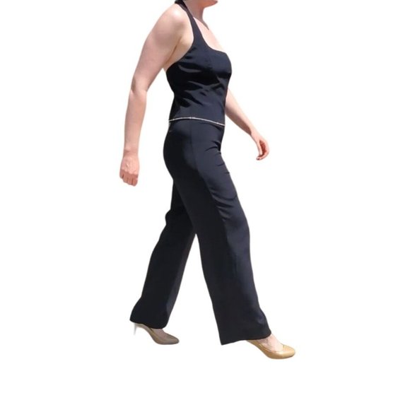 Vintage Jones New York Backless Halter Top Jumpsuit Size 8 Black - Picture 3 of 11